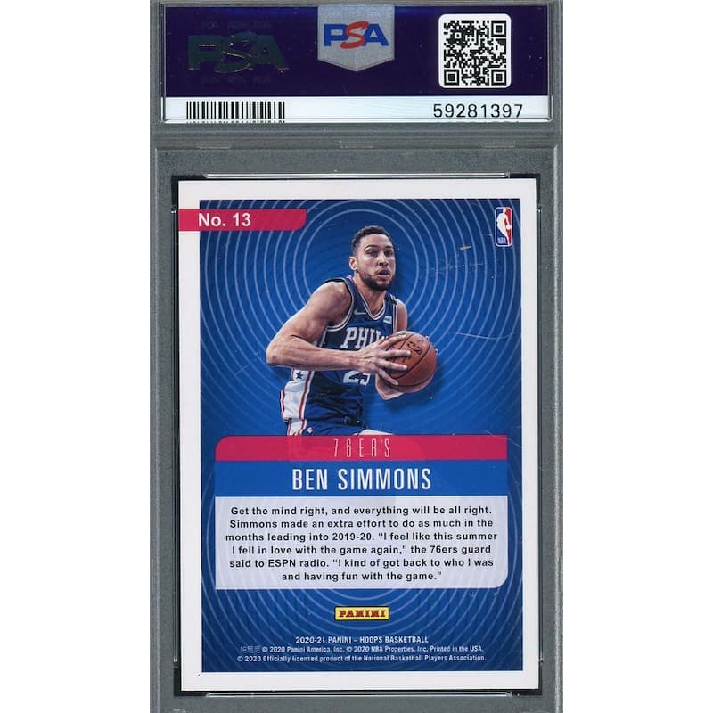 Ben Simmons 2020 Panini Hoops Hipnotized Basketball Card #13 Graded PSA 10 - 8'6" x 11'6"