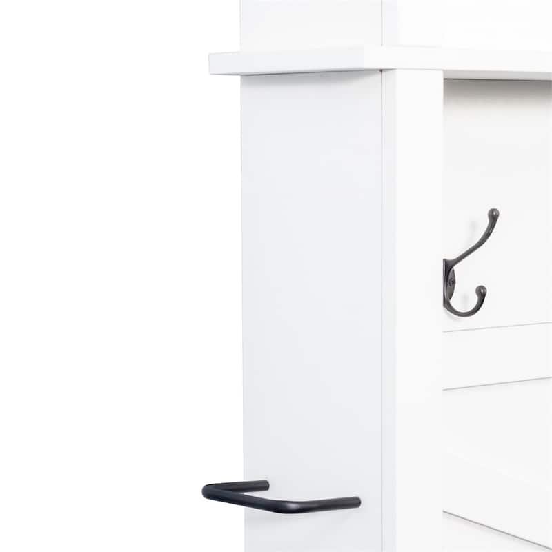 4-in-1 Hall Tree with 6 Hooks,Entryway Bench with Adjustable Shelves
