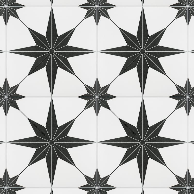 Merola Tile Stella Nero 9-3/4" x 9-3/4" Porcelain Floor and Wall Tile