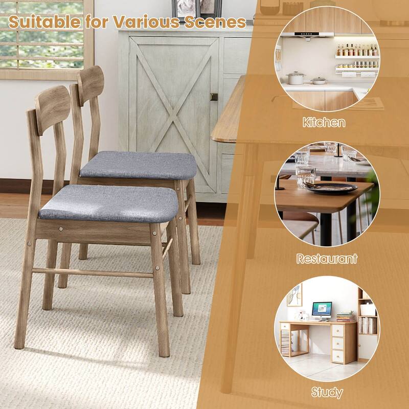 Costway 2/4 PCS Dining Chair Fabric Upholstered Kitchen Armless Chairs - See Details