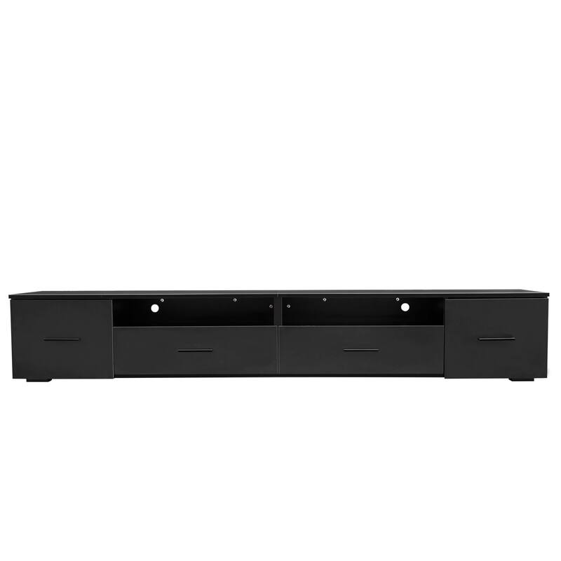 Entertainment Center, LED Lights Media Storage Console Table, Black