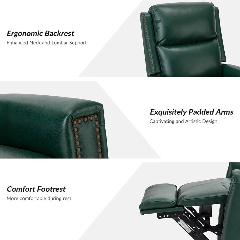 Fiacro 30.31"Wide Modern Genuine Leather Wingback Swivel Rocker Recliner with Nailhead Trims, Set of 2