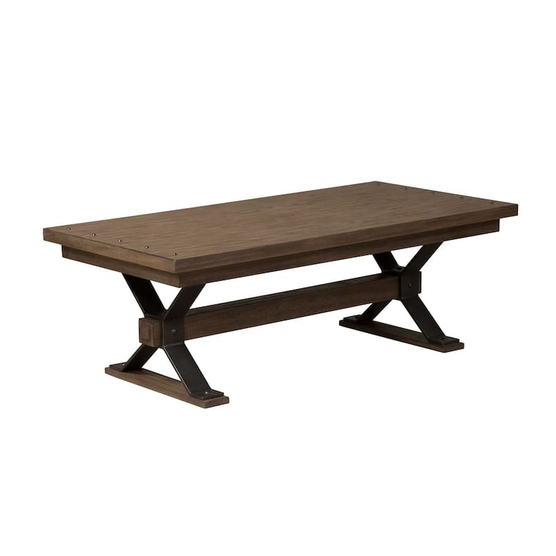 Sonoma Road Weathered Beaten Bark Antique Pewter Metal Rectangular Cocktail Table