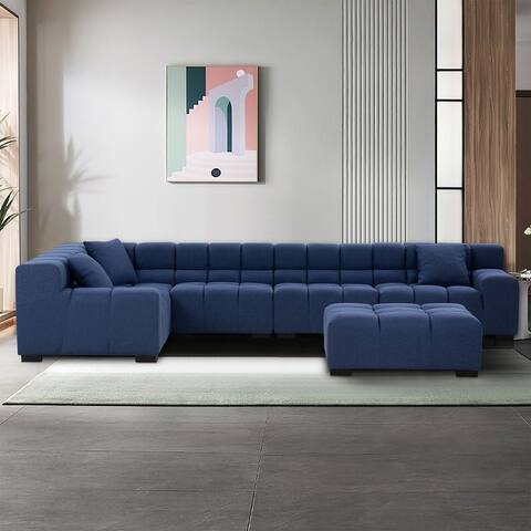 Williamspace 6-Piece Reversible Tufted Sectional Sofa With Ottoman