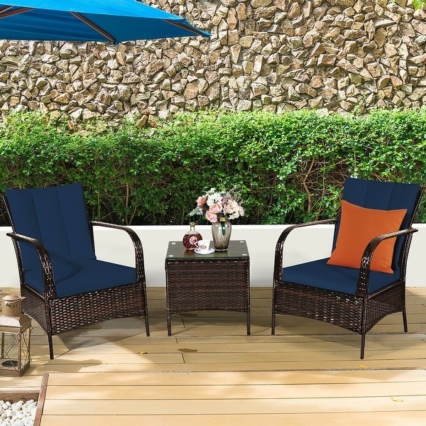 Costway 3 piece rattan patio outlet set