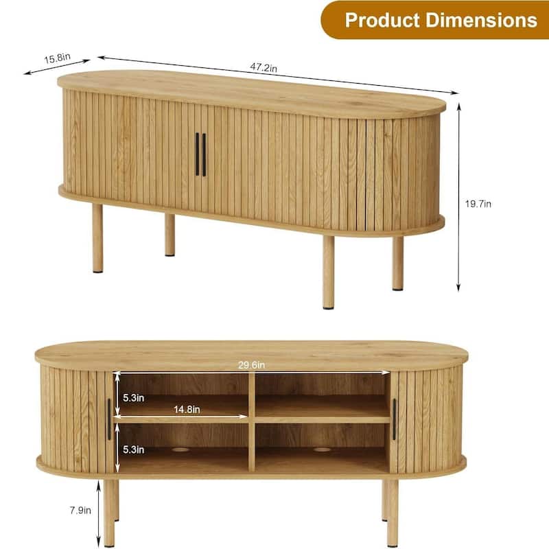 47.2" TV Stand Media Console Table for Living Room, Bedroom TVs Up to 80 Inches - N/A