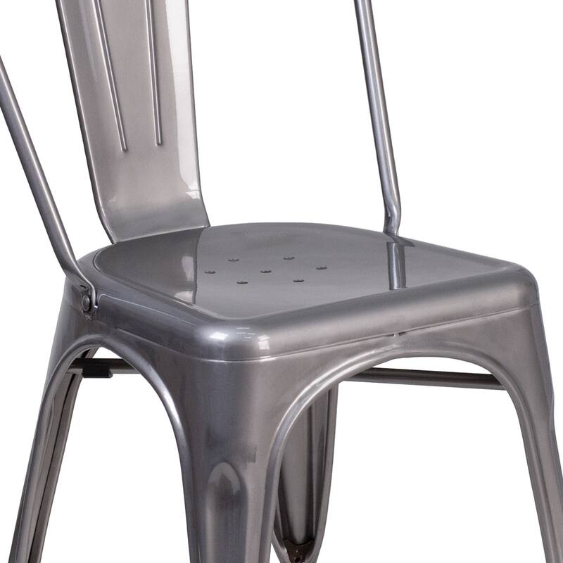 Clear Coated Metal Indoor Stackable Chair - 17.75"W x 21"D x 33.5"H - 17.75"W x 21"D x 33.5"H