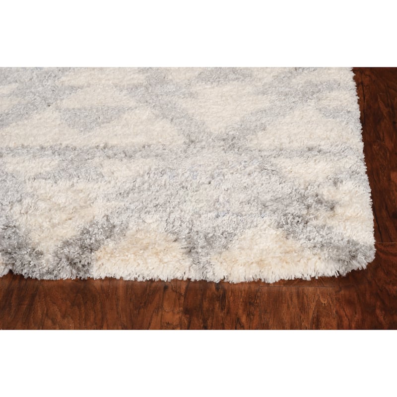 The Curated Nomad Coleridge Ivory/Grey Southwestern Shag Area Rug