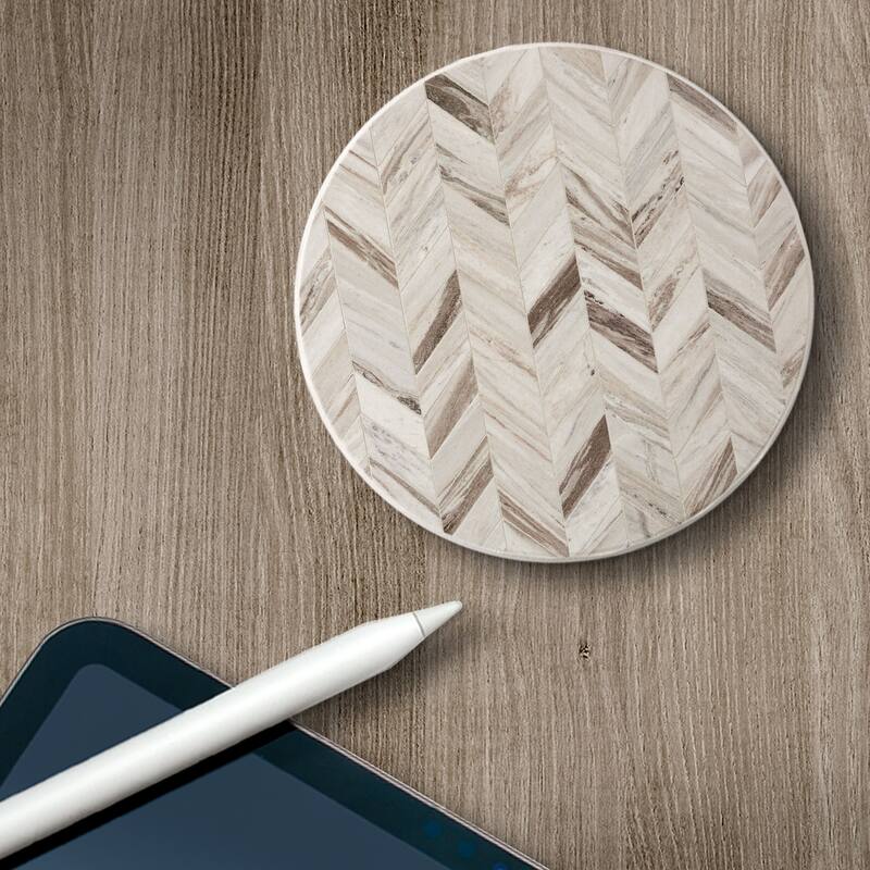 Absorbent Stone Beverage Coasters - Set of 4 - Chevron Marble - Multi-173