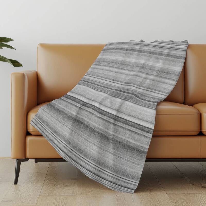 Premium Machine Washable Contemporary Stripes Sherpa Throw Blanket