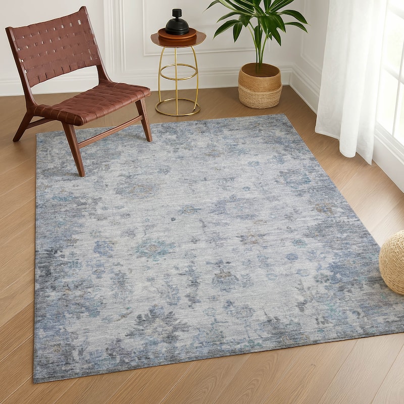 Machine Washable Indoor/ Outdoor Vintage Traditional Chantille Rug