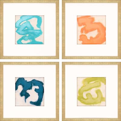 Gestural II S/4 Framed Art Giclee Under Glass - Multi-Color