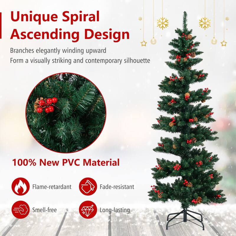 Gymax Pre-Lit Artificial Christmas Tree w/ 791 Branch Tips Warm White