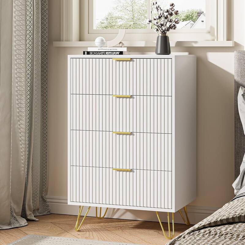 FURNIWAY Fluted Drawer Dresser for Bedroom