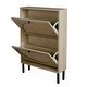 preview thumbnail 4 of 7, Rattan Shoe Organizer Storage Cabinet-Natural Wood