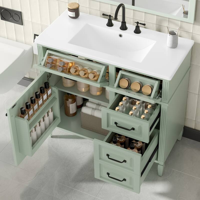GDFStudio - Alexander Modern Freestanding Bathroom Vanity with Flip Drawer Storage