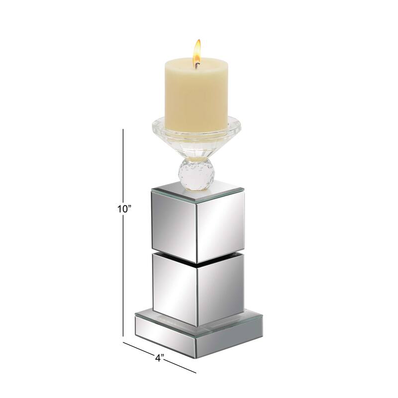 Clear Glass Glam Candle Holder - 4 x 4 x 10