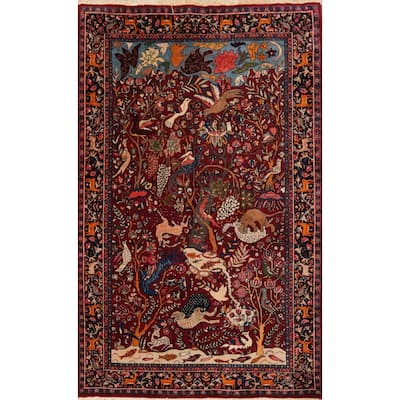 Hand Knotted Oriental 100% Wool Carpet Traditional Floral Red Kashan Area Rug - 6' 10'' X 4' 6''