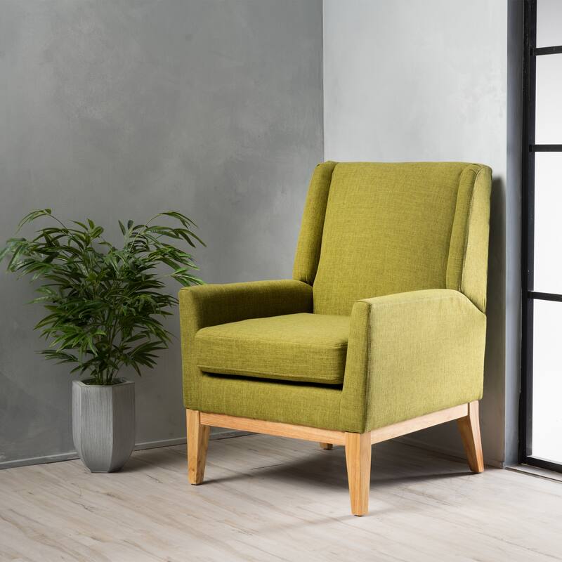 Modern 27.5" Upholstered Accent Chair with Wide Cushion and Wood Legs for Living Room