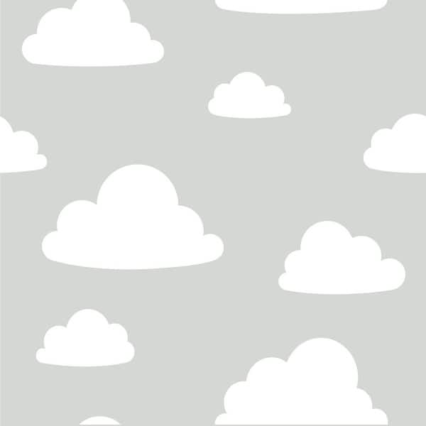 slide 2 of 5, NuWallpaper Clouds Grey Peel & Stick Wallpaper - 216in x 20.5in x 0.025in