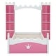 preview thumbnail 18 of 16, Castle-Shaped Twin Size Wooden Bed with Storage Shelf, Dreamy Platform Bed for Kids' Bedrooms with Cute Design, White + Pink