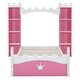 preview thumbnail 6 of 7, Twin Size Castle-Shaped Platform Bed, Wood Storage Bed with Storage Shelf, Wood Dreamy Bed Frame, Kids, Teens, Pink+White