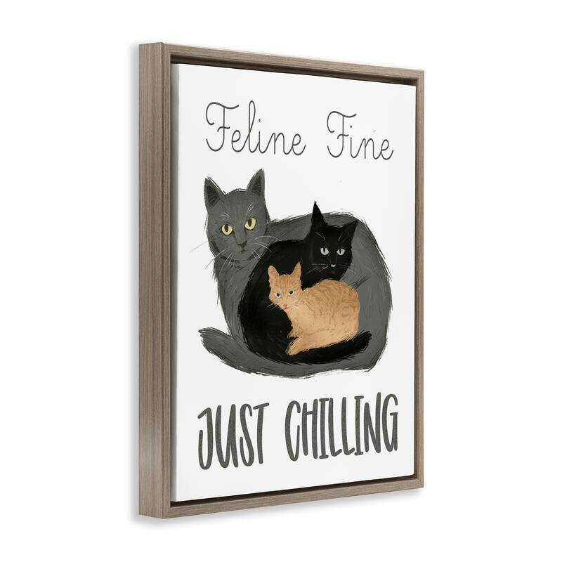 Stupell Feline Fine Just Chilling Framed Floater Canvas Wall Art Design By Ziwei Li