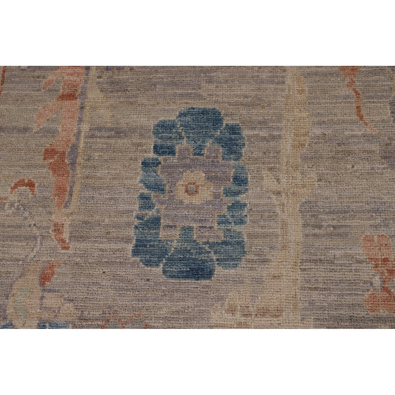 Vegetable Dye Oushak Turkish Rug Hand-Knotted Bedroom Wool Carpet - 9'2"x 12'0"