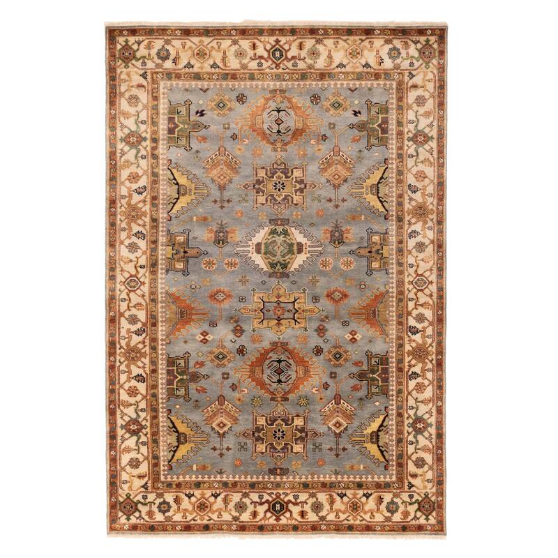 ECARPETGALLERY Hand-knotted Jules Sultane Light Denim Blue Wool Rug - 6'0 x 9'0