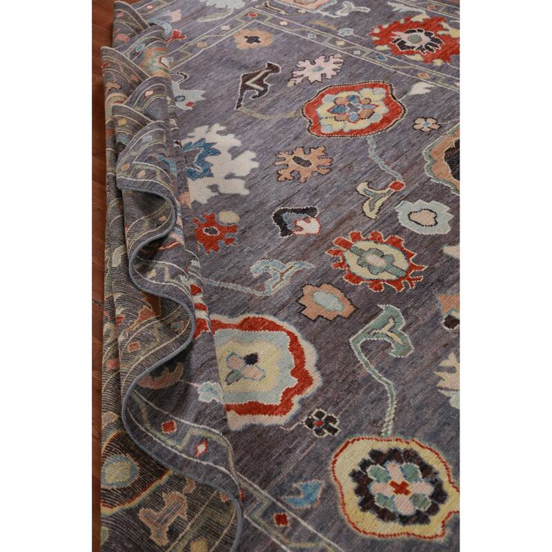 Hand Knotted Oriental 100% Wool Carpet Transitional All-Over Greys & Charcoal Oushak Area Rug - 10' 0'' X 8' 3''