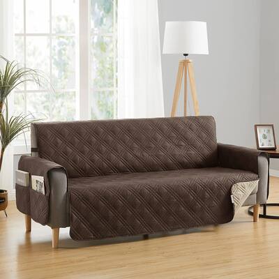 Teflon Newfield Reversible Sofa Cover, Chocolate and Tan