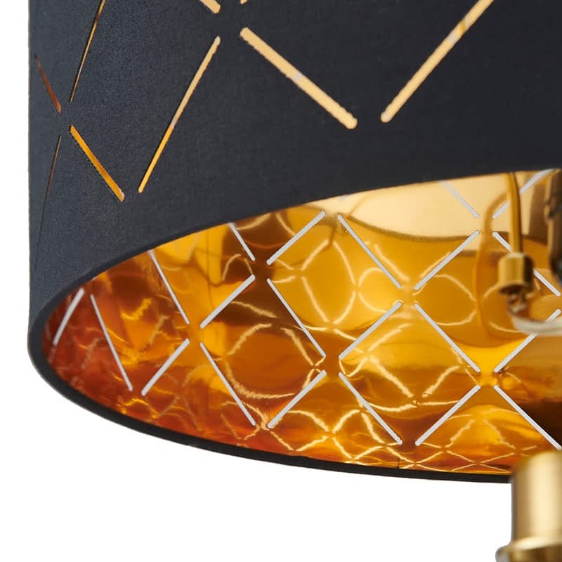 KAWOTI Mid-Century Modern Tripod Floor Lamp with Black Gold Drum Shade - Black & Gold - W20.5" x H62" x D22.5"