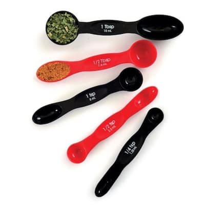 Norpro 5 pc Magnet Nesting Measuring Spoon Set - 1/4 tsp to 1 tbsp - Red/Black