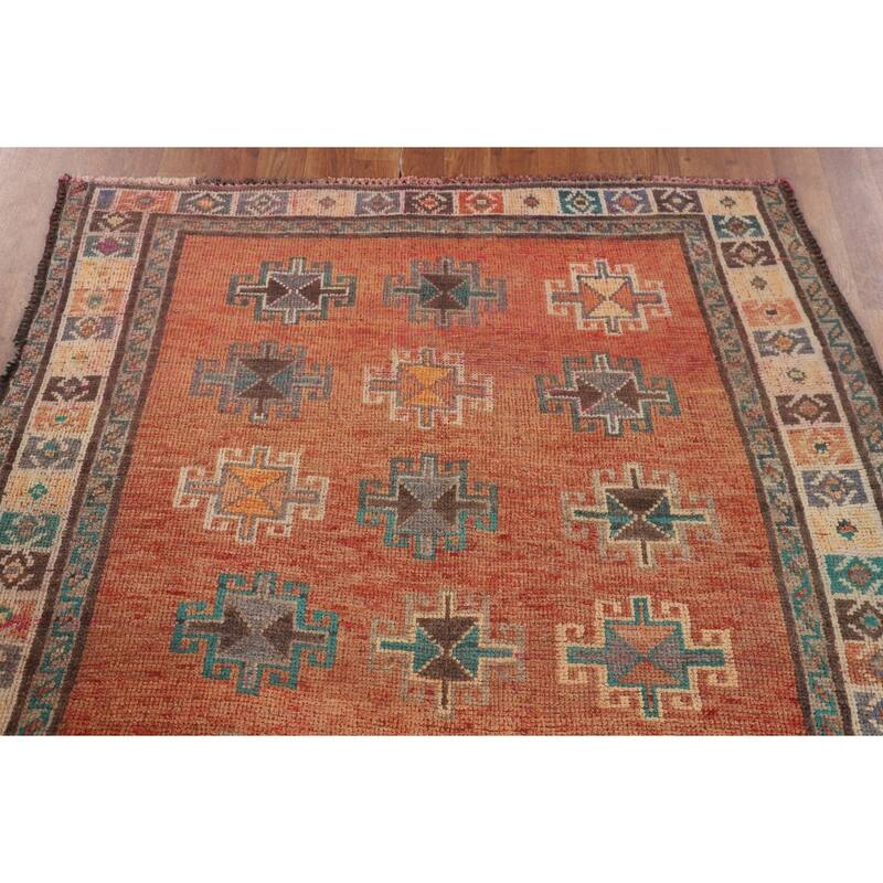 Geometric Shiraz Persian Accent Rug Hand-Knotted Wool Carpet - 4'4" x 6'4"
