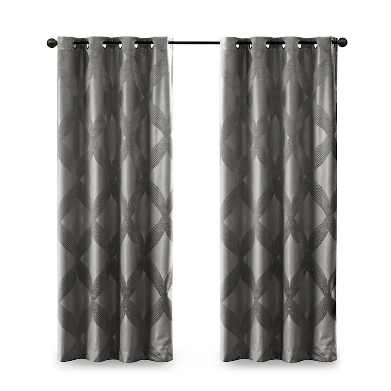 SunSmart Abel Ogee Knitted Jacquard Total Blackout Curtain Panel