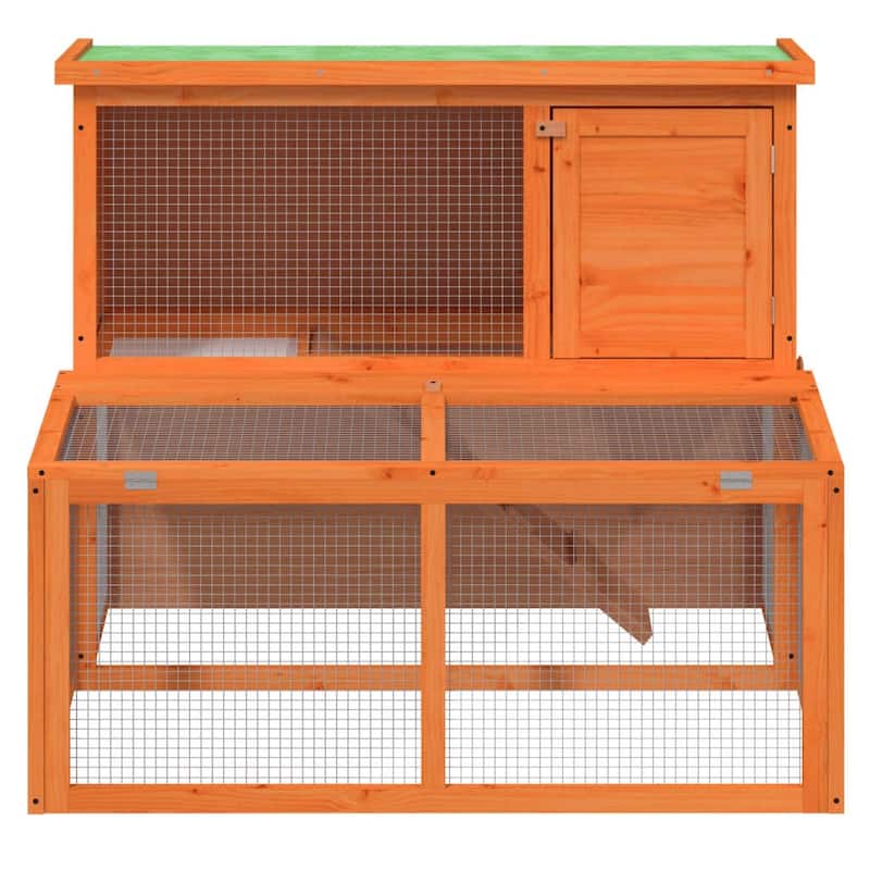vidaXL Rabbit Hutch Brown 40.2"x35.4"x33.3" Solid Wood Pine - 40.2" x 35.4" x 33.3"