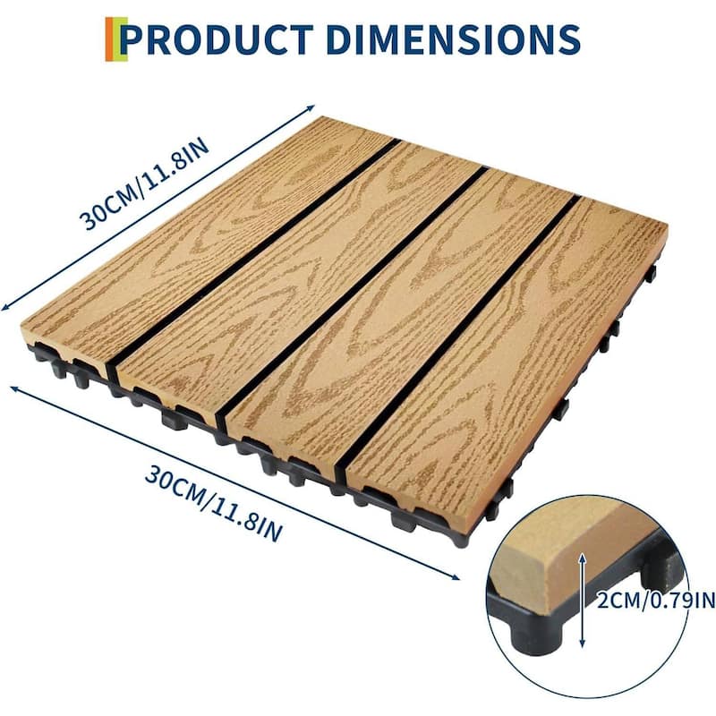 27-Pack 12"X12" Waterproof Interlocking Patio Flooring Composite Deck Tiles for Indoor & Outdoor Use