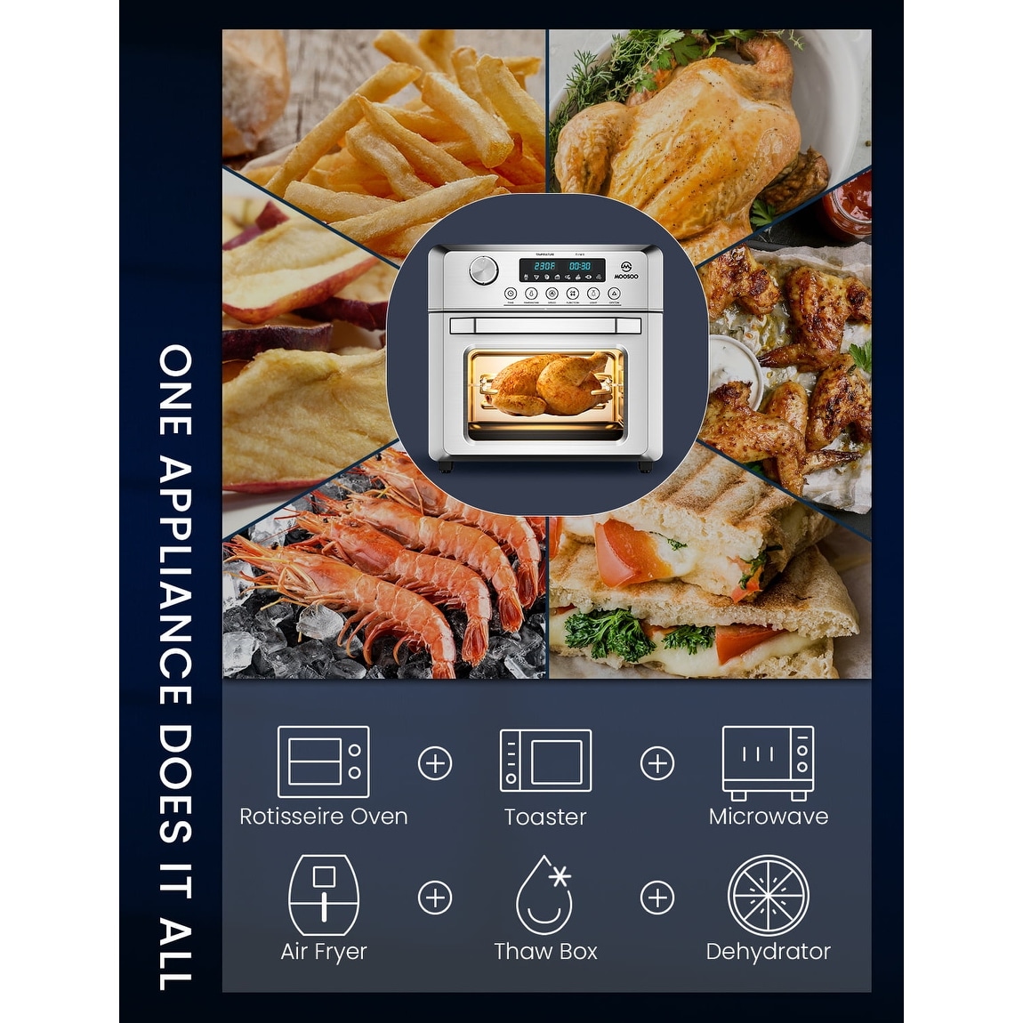 Moosoo Air Fryer Oven with Digital Touchscreen, 8 Preset Modes