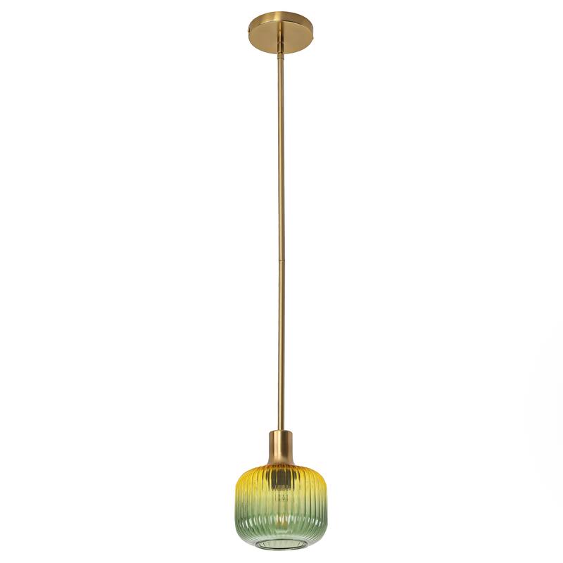 6" Wide Vintage 1-light Green Glass Pendant Light