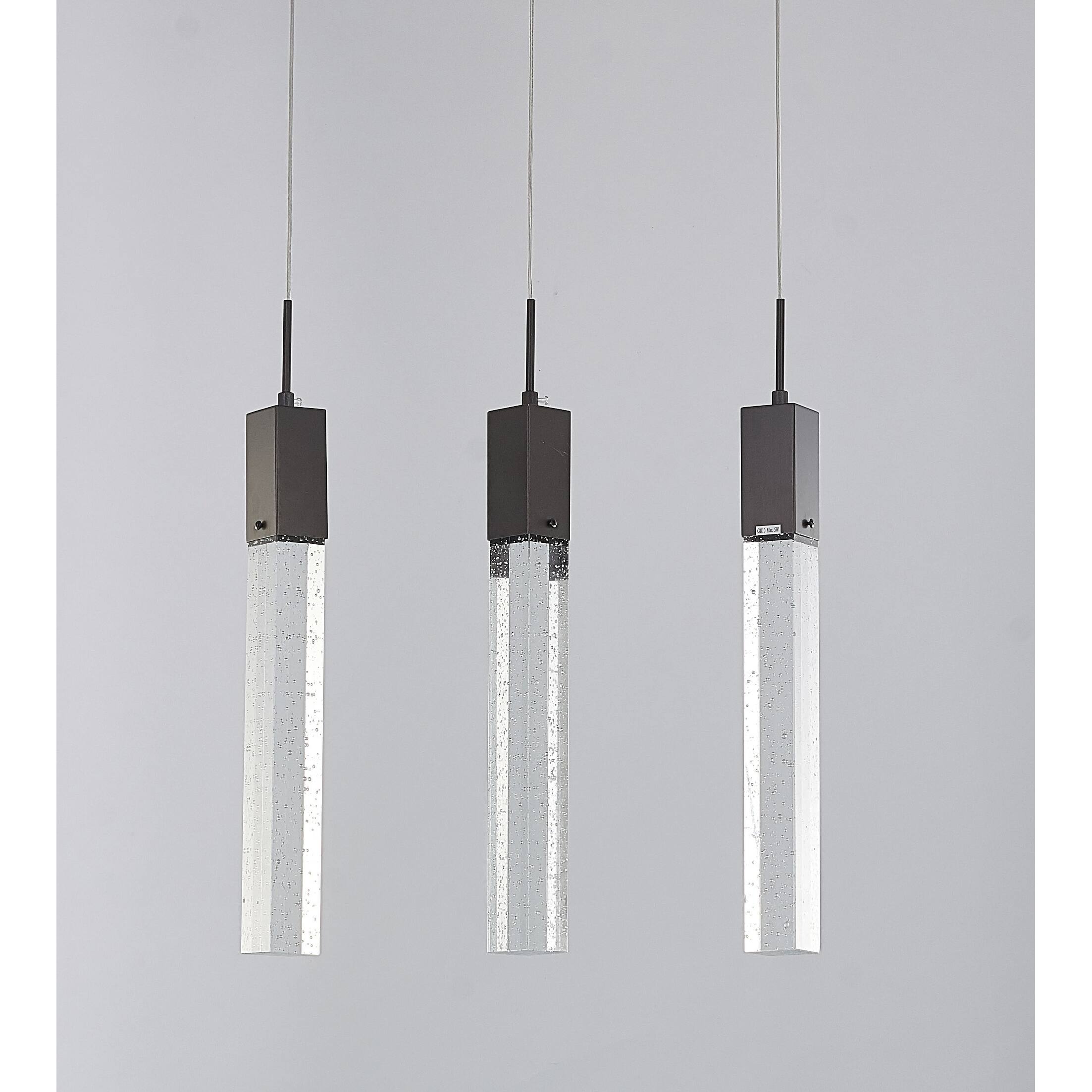 Matte Black Island Lighting With Clear Bubble Block Crystals Bed Bath