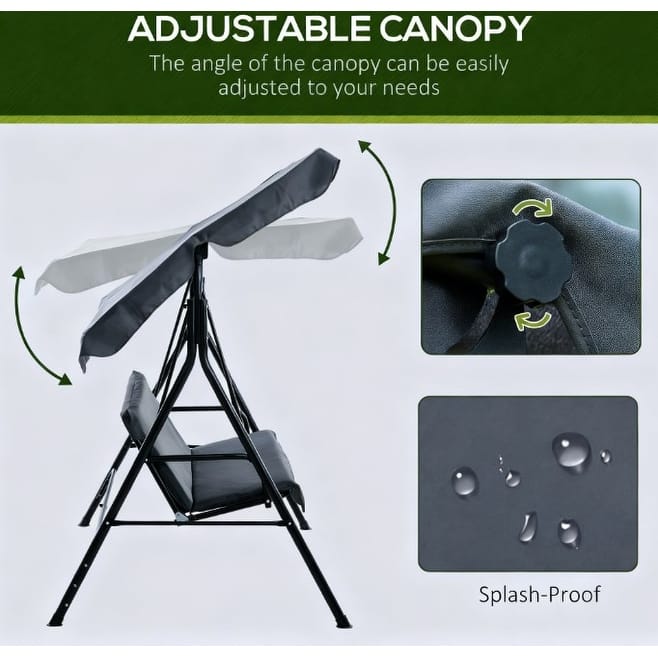 GDFStudio - Patio Adjustable Tilt Canopy Swing Chair with Cushioned Seats