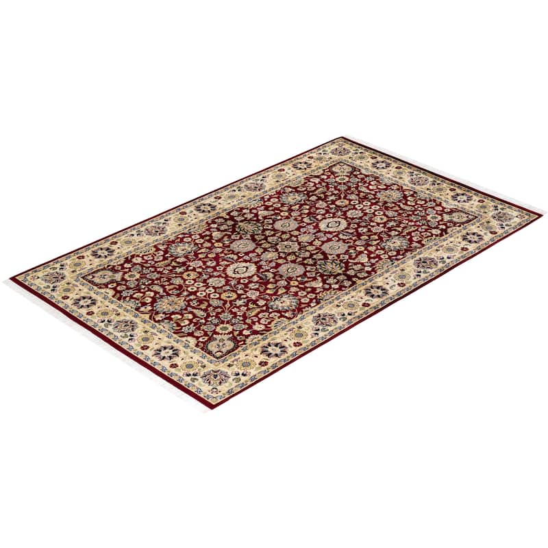 Overton Handknotted Wool Traditional Oriental Red Area Rug - 4' x 6'