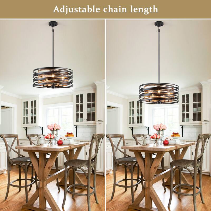 5-Light Drum Pendant Light for Kitchen and Dining Room
