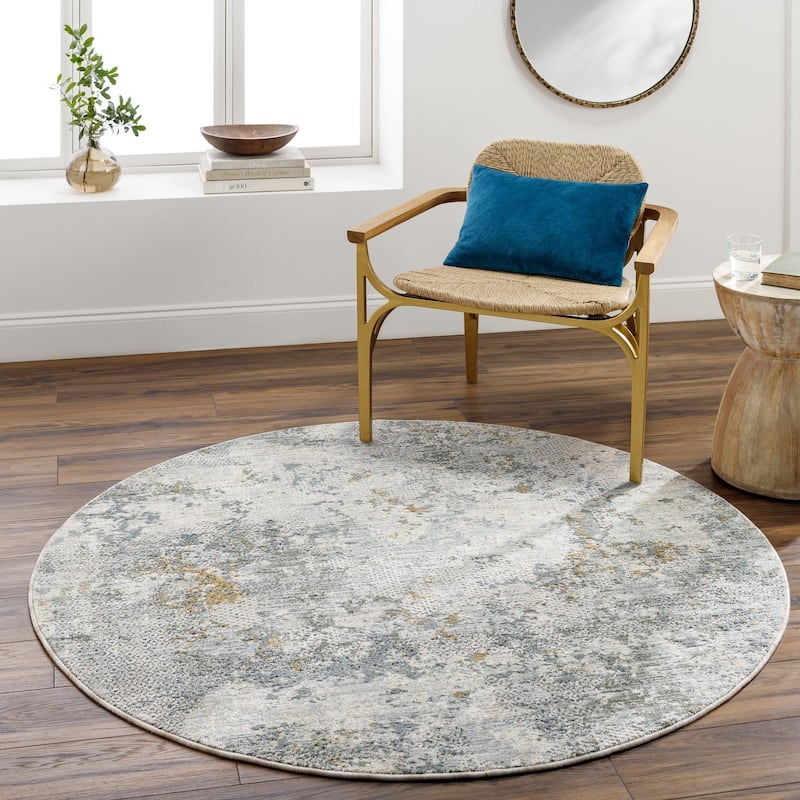 Livabliss Dresden Persian Area Rug. - 5'3" x 5'3" Round - Taupe/Blue - Round