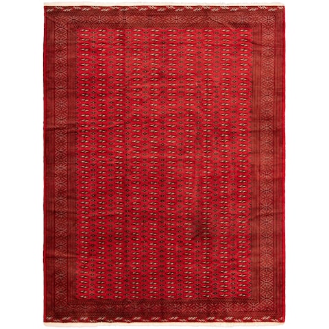 ECARPETGALLERY Hand-knotted Shiravan Bokhara Red Wool Rug - 9'9 x 12'9