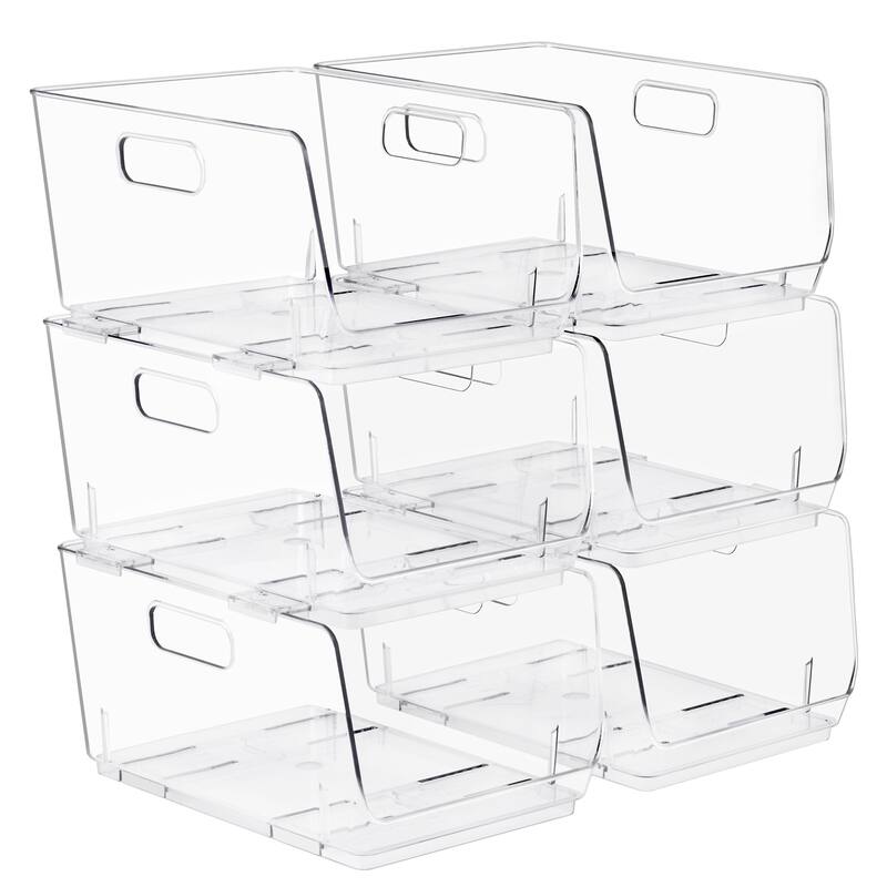 Sorbus Stackable Storage Bins Open Front Clear Acrylic Bins for Pantry Kitchen Clear Pantry Organizer Bins (Medium)