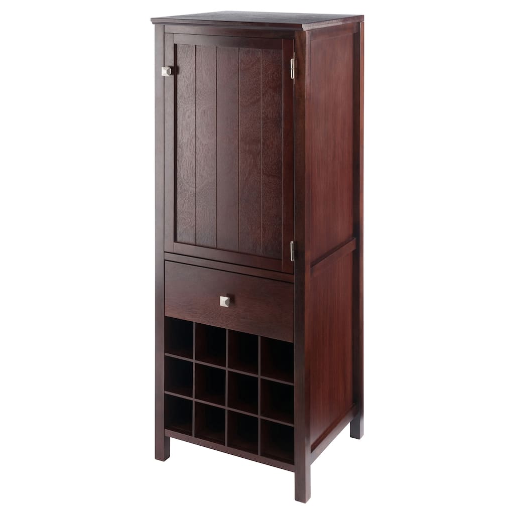47.5" Walnut Finish 3 Section Jelly Cupboard Style Storage Cabinet