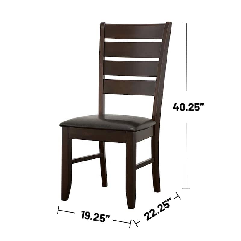 Set of 2 Slat Back Side Chairs in Cappuccino and Black