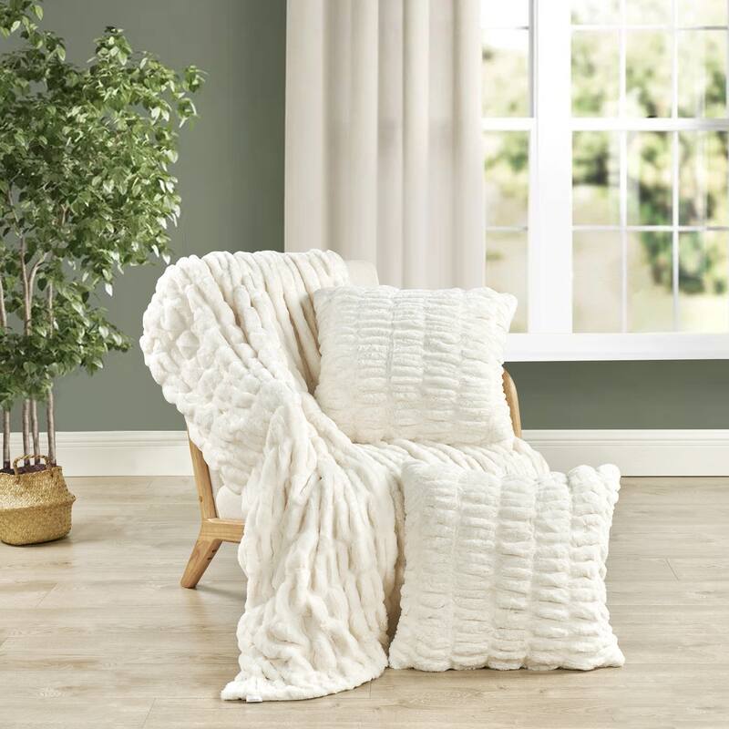 Shar Pei Fauxfur Throw Pillow Shell Combo 3-piece Set