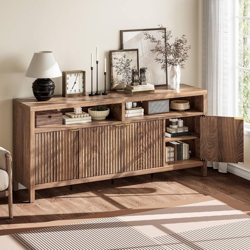 Modern Accent 65.8" Fluted Sideboard Cabinet, TV Stand for Living Room, Entryway - N/A